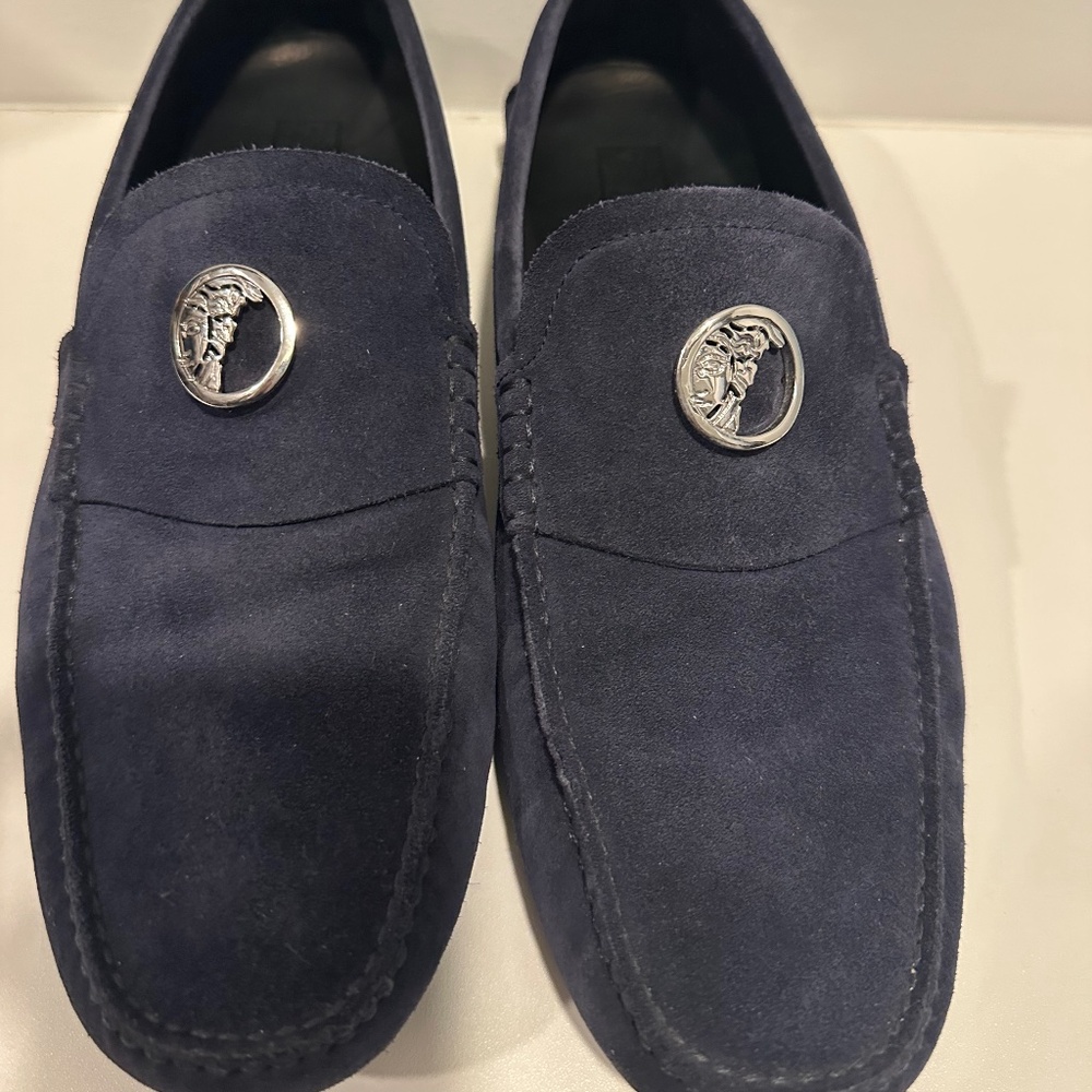 Versace Collection suede loafers blue